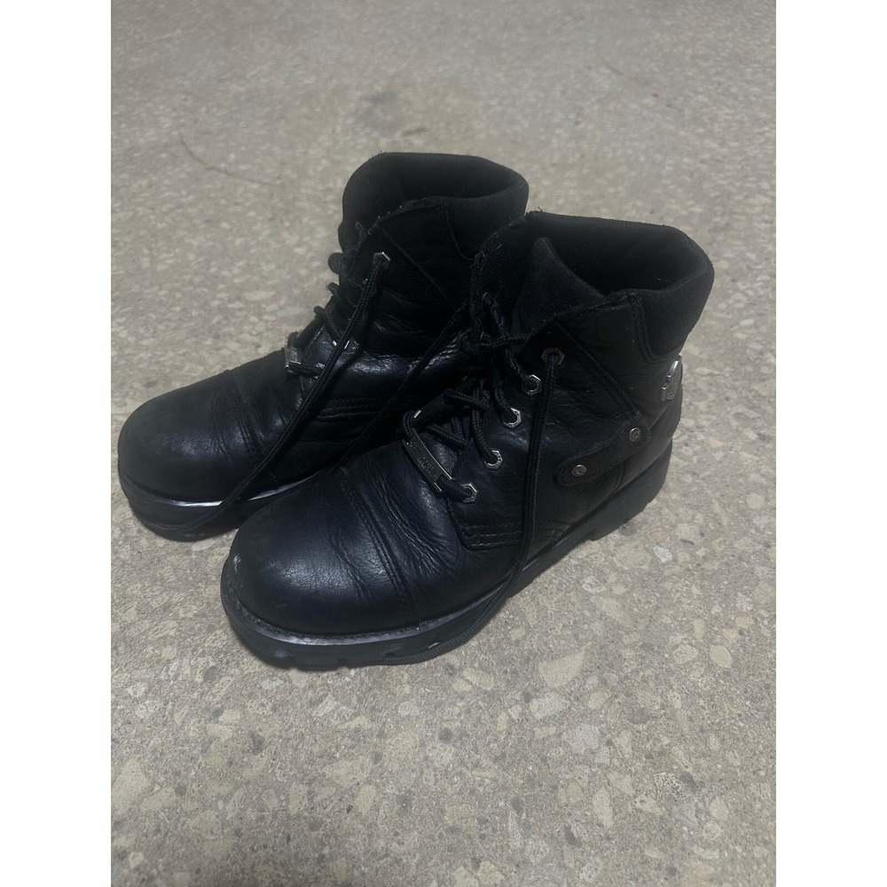 Harley Davidson Motorcycle Boots Leather Ankle Biker Black Mens Size